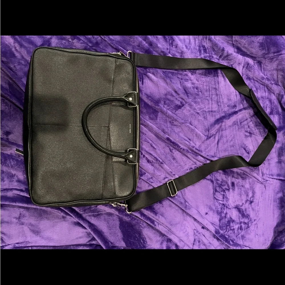 Cole Haan American Airlines Black Leather Briefcase Bag